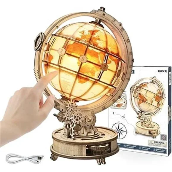 ROKR 3D Wooden Puzzles for Adults-LED Illuminated Wooden Globe Puzzle-Model - Picture 7 of 7